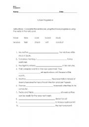 English worksheet: Future Progressive