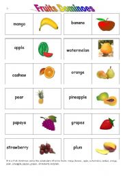 English Worksheet: Fruits  Dominoes 