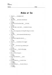 English Worksheet: Make or Do