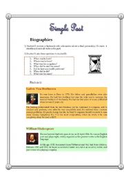 English Worksheet: Simple Past - Biographies