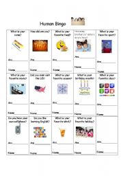 English worksheet: Human Bingo 