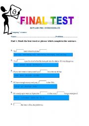 English worksheet: Test for Reward Pre-Intermediate