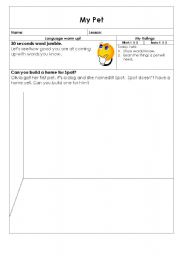 English worksheet: My pet 