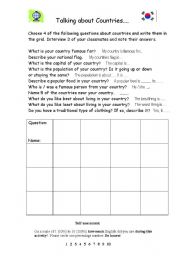 English Worksheet: Talking About Countries