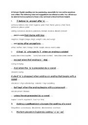 English Worksheet: Spelling rules