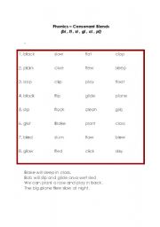 English worksheet: consonant blends