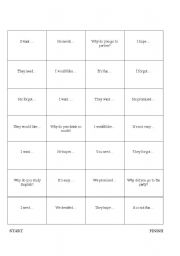 English worksheet: Infinitive with to boardgame