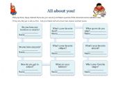 English Worksheet: All about you