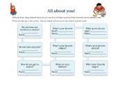 English worksheet: All about you