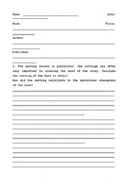 English Worksheet: Book Report 