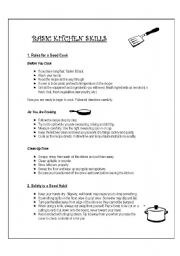 English worksheet: Basic Kitchen Skills-Handout