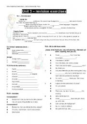 English Worksheet: NEW HEADWAY ELEMENTARY, REVISION EXERCISES