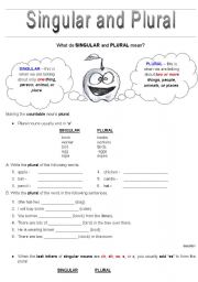 English Worksheet: Singular and Plural