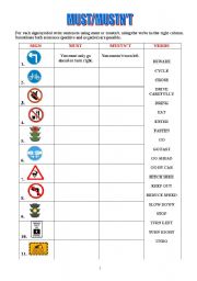 English Worksheet: MUST/MUSTNT CHART (4 pages)