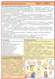 English Worksheet: Revising articles and simple past