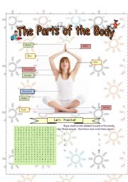 English Worksheet: Parts of the body + wordsearch exercise