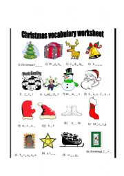 English Worksheet: Christmas vocabulary worksheet