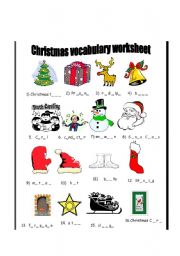 Christmas vocabulary worksheet