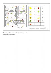 English Worksheet: Fruits maze