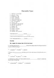 English Worksheet: personality types