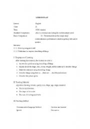 English Worksheet: Lesson plan