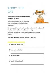 English Worksheet: Tommy the cat