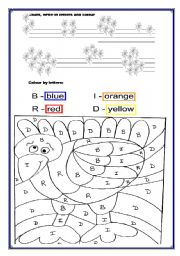 English Worksheet: numbers and colors