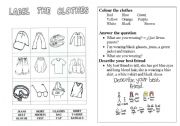 English Worksheet: clothes matching and speaking