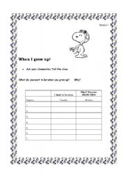 English worksheet: When I grow up!