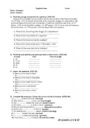 English worksheet: an exam