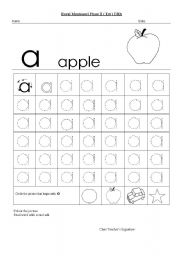 English Worksheet: Worksheet of alphabet a apple