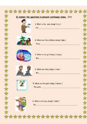 English worksheet: present continuous tense