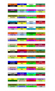 English Worksheet: BINGO personality adjectives