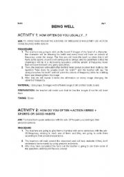 English Worksheet: being well