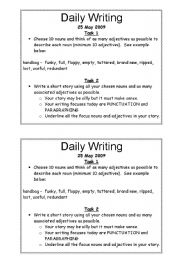 English worksheet: daily writing task