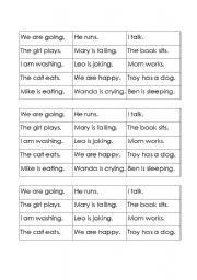 English Worksheet: Word Sort: Present Progressive - Simple Present