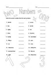 English Worksheet: NUMBER WORDS