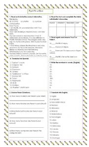 English Worksheet: numbers, subjects, days of week, how many, there are, there is
