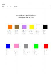 English worksheet: colors