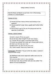 English worksheet: Using Commas Correctly!