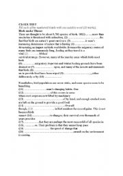 English worksheet: close test proficiency