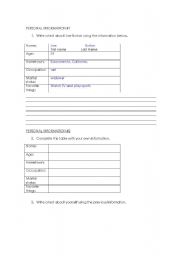 English worksheet: Personal information