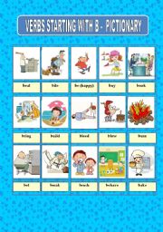 English Worksheet: VERBS STARTING WITH B - PICTIONARY