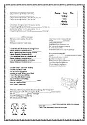English Worksheet: Some Any No + thing/one/body/where 