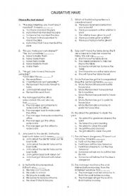 English Worksheet: causative have worksheet