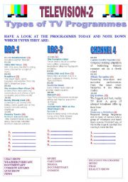 English Worksheet: Television -2. Types of Programmes