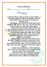 English Worksheet: Mysteries 