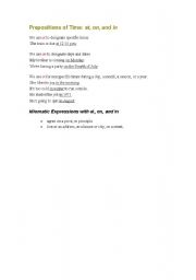 English Worksheet: prepositions of time 