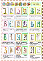 NUMBERS - EXERCISES (B&W VERSION INCLUDED)