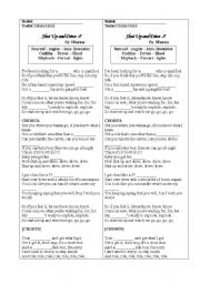 English Worksheet: Car parts - Rihannas song